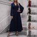Women's Lantern Sleeve High Slit Dress Autumn Winter High Slit Dress Lantern Sleeve_ecoleips.com