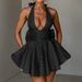 Women Stylish Halter Tie‑Back Waist‑Cinching Dress Dating Vacation Party Outfit_ecoleips.com