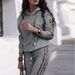 2026 Spring European And American Foreign Trade Hot Sale Fashion Casual Solid Color Striped Two-Piece Tracksuit_ecoleips.com