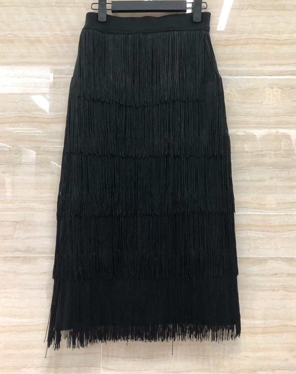 Women's Clothing Women's Fashion Temperament Bandage Mid Length Pencil Skirt Tassel Hip Skirt_ecoleips.com