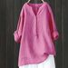 2025 Summer Loose Solid Color Shirt Cotton Linen Top With Pockets Women's Clothing_ecoleips.com