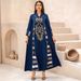 Robe Clothing Sequin Embroidery Splicing Striped Abaya Muslim Robe_ecoleips.com