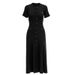 French Style Women's Long Dress Export Quality Light Luxury Knitted Round Neck Design With Ruffled Skirt Hollowed Out Detail_ecoleips.com