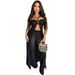 Women's Clothing Sexy Two Piece Suit For Women Fashion Lace Up Top With Loose Wide Leg Pants Suit_ecoleips.com