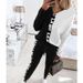 Women's yarn-dyed ribbon splicing long sleeve T-shirt pencil pants casual suit_ecoleips.com