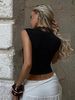 Hugcitar Women'S Fashion Floral Print Patchwork Buttons Sexy Slim Cardigan Crop Tank Top Summer Clothes Streetwear Holiday Club_ecoleips.com