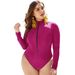 Aria Basics Outdoor Sports Zipper Long Sleeve Triangle One-Piece European And American Foreign Trade Conservative Tummy Covering Hot_ecoleips.com
