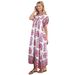 Summer New Arrival Women's Loose Printed Long Dress Short Sleeve Fashion European American Style Clothing_ecoleips.com