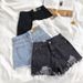 Denim Shorts Women's High Waist Hole Loose Wide Legs 2026 Summer New Student Versatile Internet Celebrity A Word Hot Pants_ecoleips.com
