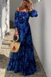Women's Clothing Sexy One Shoulder Printed Long Skirt Dress_ecoleips.com