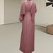 Elegant Women's Sequined Maxi Dress Autumn Dubai Style Round Neck Long Sleeve With Belt Middle East Fashion_ecoleips.com
