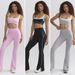 Nude High Elastic Sports Contrast Color Bra Strap Hip Lift Fitness Flared Trousers Yoga Sports Street Suit_ecoleips.com