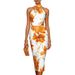 Women's Clothing Women's Sexy Slim Fit Bodycon Dress Floral Print Halter Neck Fashionable Clothing For Formal & Casual For Women_ecoleips.com