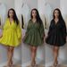 Women's Sexy Drawstring Waist Long Sleeve Dress - Stylish Puff Sleeve Shirt Collar Blouse For Casual & Commute (Yellow/Black/Army Green, S-3XL)_ecoleips.com