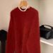 girl Brightening Christmas Red Mink Velvet Sweater For Women, Autumn Winter, Super Beautiful Knitted Top, European Style,_ecoleips.com