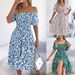 Women's Floral Print Smocked Waist Short Sleeve Dress, Ruffle Hem A-Line Swing Dress For Spring Summer_ecoleips.com