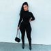 Women's Solid Color Tight Fitness Jumpsuit Sports Pants Casual Comfortable Long Sleeve Romper_ecoleips.com