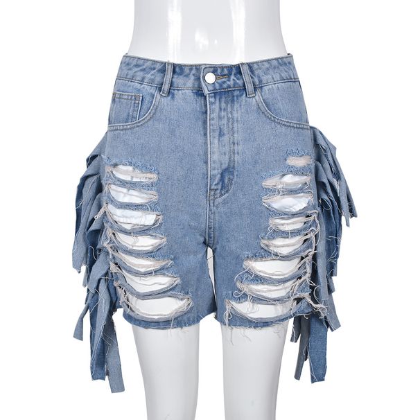 Women's Clothing Hot Girl Summer New Women's High Waist Ripped Washed Personality Hole Tassel Short Hot Pants_ecoleips.com