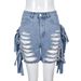 Women's Clothing Hot Girl Summer New Women's High Waist Ripped Washed Personality Hole Tassel Short Hot Pants_ecoleips.com