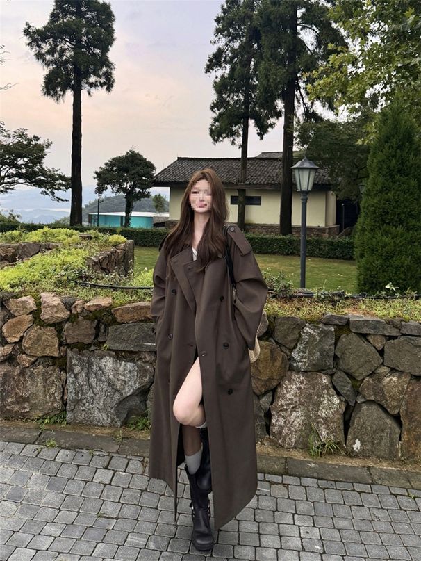 Chicco Chicco Windbreaker Coat For Women, And Winter Long Tall, British Style, Elegant, New Autumn Turn-Down Collar, Waist-Cinching,_ecoleips.com