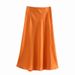 2025 Spring New Style Elastic Waist Simple Versatile Solid Color Satin Skirt_ecoleips.com