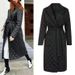 Elegant Long Trench Coat For Women - Winter Fashion Belted Polyester Cotton Coat With Lapel Collar & Diamond Quilted Pattern, Plus Size Available_ecoleips.com