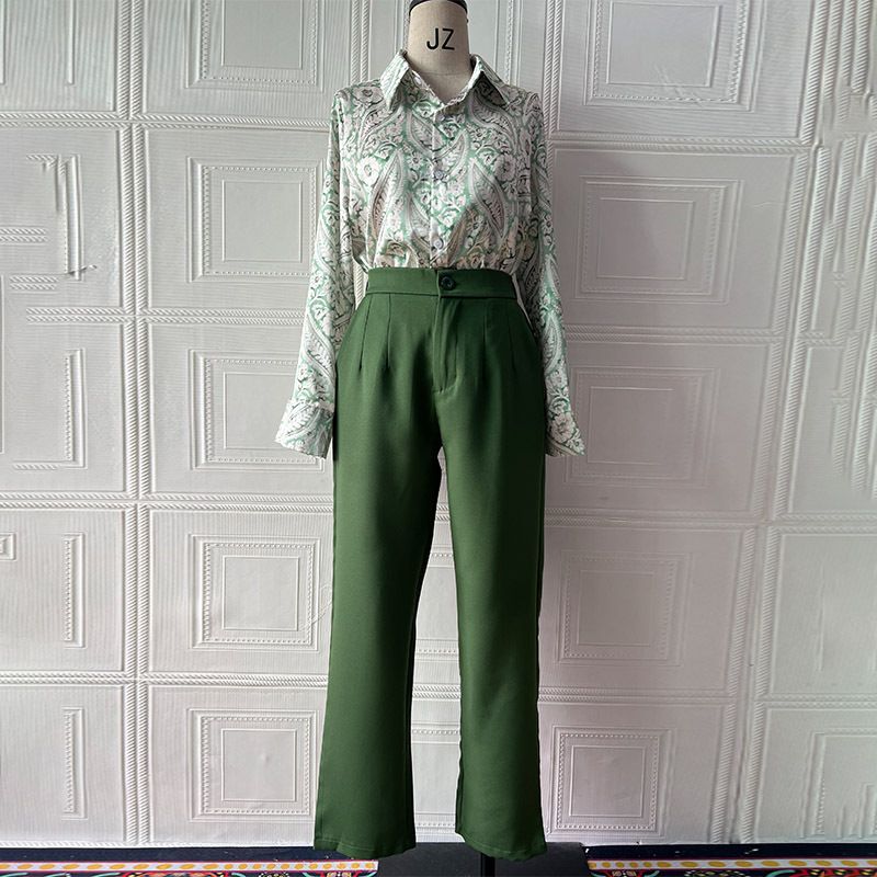 Summer Women's Fashion Two Piece Suit Slim Trousers Printed Tops European American Style New Clothing_ecoleips.com