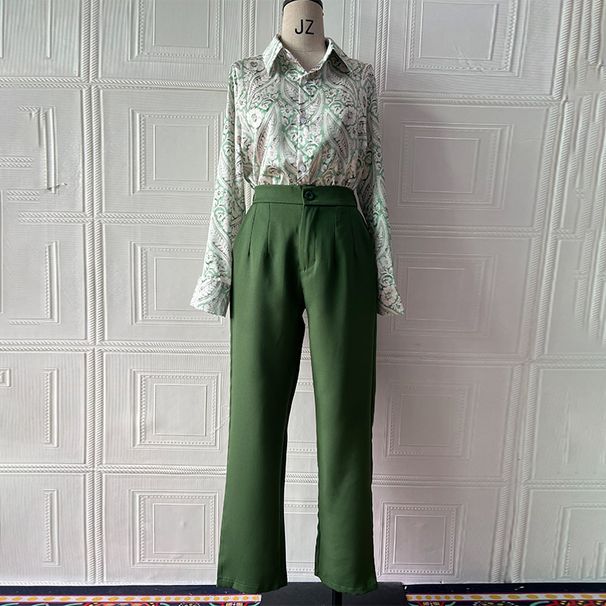 Summer Women's Fashion Two Piece Suit Slim Trousers Printed Tops European American Style New Clothing_ecoleips.com