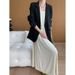 Sinan Wrinkle Texture French Linen Blend Thin Blazer Autumn Winter New SN5012_ecoleips.com