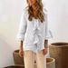 Women's Clothing Solid Color V Neck Flying Sleeves Ruffled Row Multi Button Cardigan Curved Hem Top_ecoleips.com