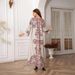 Verve 2406 Kaftan Round Neck High-Density Rhinestone Beaded Printed Muslim Women's Robe Elegant Dress_ecoleips.com