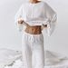 European And American Style White Knitted Sleeve Long Pants Comfortable Breathable Pajama Set Summer New_ecoleips.com