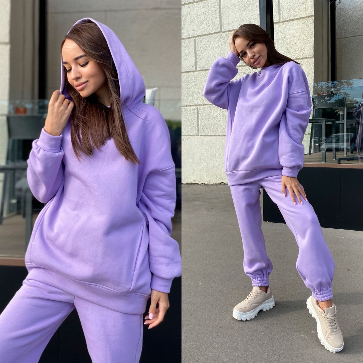 Women’s Clothing Autumn And Winter New Fashion Solid Color Hooded Sweatshirt Casual Two Piece Suit For Women_ecoleips.com