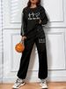 Women's Casual Versatile Two Piece Suit Letter Print Thickened Jogger Set Fashion Print_ecoleips.com
