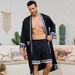 Voya New European And American Baroque Style Satin Robe Shorts Set Nightgown Men's Homewear_ecoleips.com