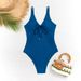 Sexy High-Waisted Monokini Swimsuit – Adjustable Straps & Push-Up Padding (S-XL, Peacock Blue)_ecoleips.com