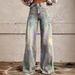 Women's Thin Anti-Denim Wide Leg Pants 3D Trendy Bell Bottom for Autumn Winter Hot Selling One Piece Casual Denim_ecoleips.com