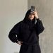 Autumn And Winter Casual Suit Women's Fashion Street Style Sweater Sports Suit Half Open Pocket Jumper Trousers Women_ecoleips.com