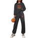 Women's KC Letter Print Fleece Lined Hoodie And Pants Set Warm Winter Outfit White Black Dark Gray S XXL_ecoleips.com