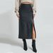 Women's Clothing Women's High Waist PU Leather Pencil Skirt With Side Slit & Zipper Detail, Elegant Bodycon Midi Skirt For Office & Night Out_ecoleips.com