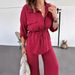 Women's Clothing Autumn Fashion Loose Casual Solid Color Drawstring Patch Pocket Button Suit_ecoleips.com