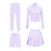 Women's Clothing Slim Fit Four Piece Set Short Jacket Cropped Pants Mini Skirt Elastic Sports Jacket In Stock_ecoleips.com