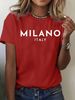 Women's Round Neck Short Sleeve T-Shirt Letter Print Top A77_ecoleips.com