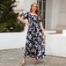 Cross-Border Women's Clothing Plus Size Printed Casual Vacation Bohemian French Elegant Mid-Length Dress_ecoleips.com