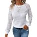 Cross-border Foreign Trade Manufacturer European And American 2026 New Solid Color Lace Long-sleeve Hollow-out_ecoleips.com