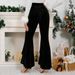 Women's Sexy High-Waisted Velvet Flared Trousers Lace Trimmed Autumn Winter Christmas Collection_ecoleips.com