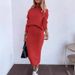 Women's Clothing Solid Color Casual High Neck Sweater Skirt Set In Stock_ecoleips.com