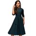 Women's Retro Style Round Neck Midi Dress Mid Sleeve Tie Waist Full Skirt Spring Summer Autumn Fashion Casual Dress_ecoleips.com