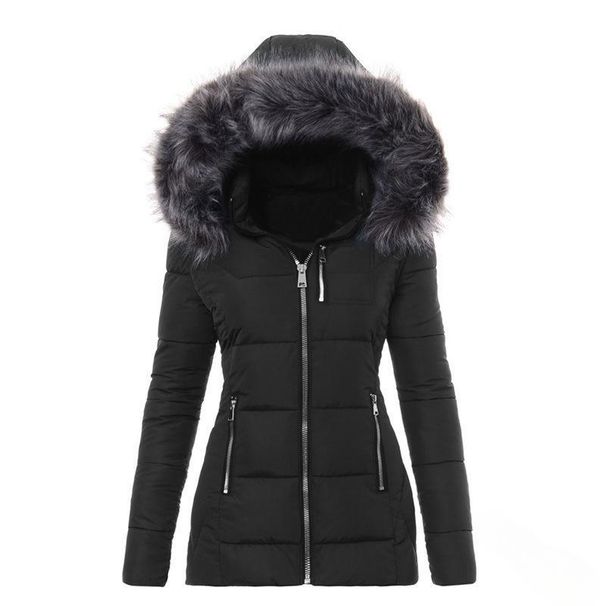 Women's Clothing Men’s & Women’s Slim-Fit Faux Fur-Trimmed Padded Coat – Warm Winter Jacket With Detachable Hood (Yellow, Red, Gray, Black)_ecoleips.com
