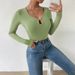 Voya Women's Comfortable And Casual Hollow Out Slim Knit Long Sleeved Women's T-shirt Fashionable And Versatile Top_ecoleips.com